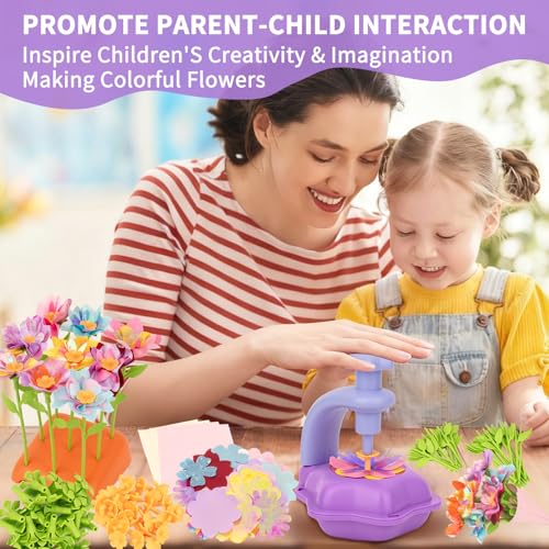 SOYUB DIY Fabric Flower Bouquet Craft Kit - Kids Arts and Crafts for Ages 4-8, Purple