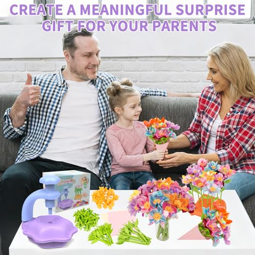 SOYUB DIY Fabric Flower Bouquet Craft Kit - Kids Arts and Crafts for Ages 4-8, Purple