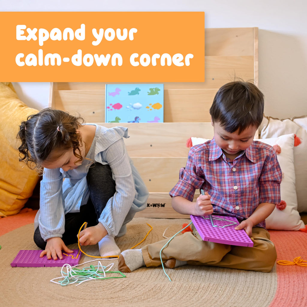 SPARK & WOW Plumly Calm Down Threading Boards Set of 2 - Sensory Activity for Autism & ADHD