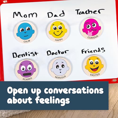 SPARK & WOW Wooden Emotion Magnets – 20 Facial Expressions for Kids Ages 2+ | Open-Ended Social Emotional Learning