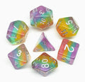 Sparkly Rainbow Glitter Dice Set – 7-Piece Polyhedral Dice for D&D, RPG, MTG, Pathfinder