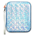 Sparkly Yoto Card Holder - 120-Pocket Portable Binder with Zipper and Strap (Blue)