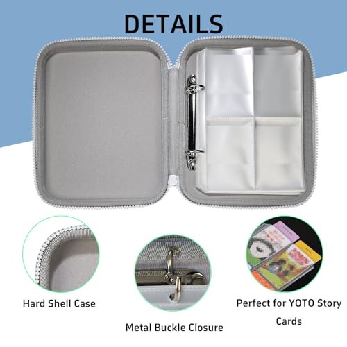 Sparkly Yoto Card Holder - 120-Pocket Portable Binder with Zipper and Strap (Blue)