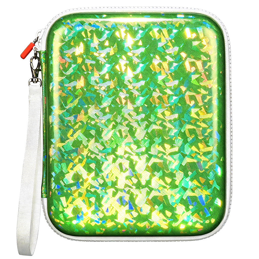 Sparkly Yoto Card Holder – 120-Pocket Portable Binder with Zipper and Carry Strap (Cyan)