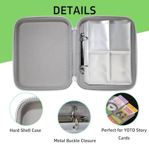 Sparkly Yoto Card Holder – 120-Pocket Portable Binder with Zipper and Carry Strap (Cyan)