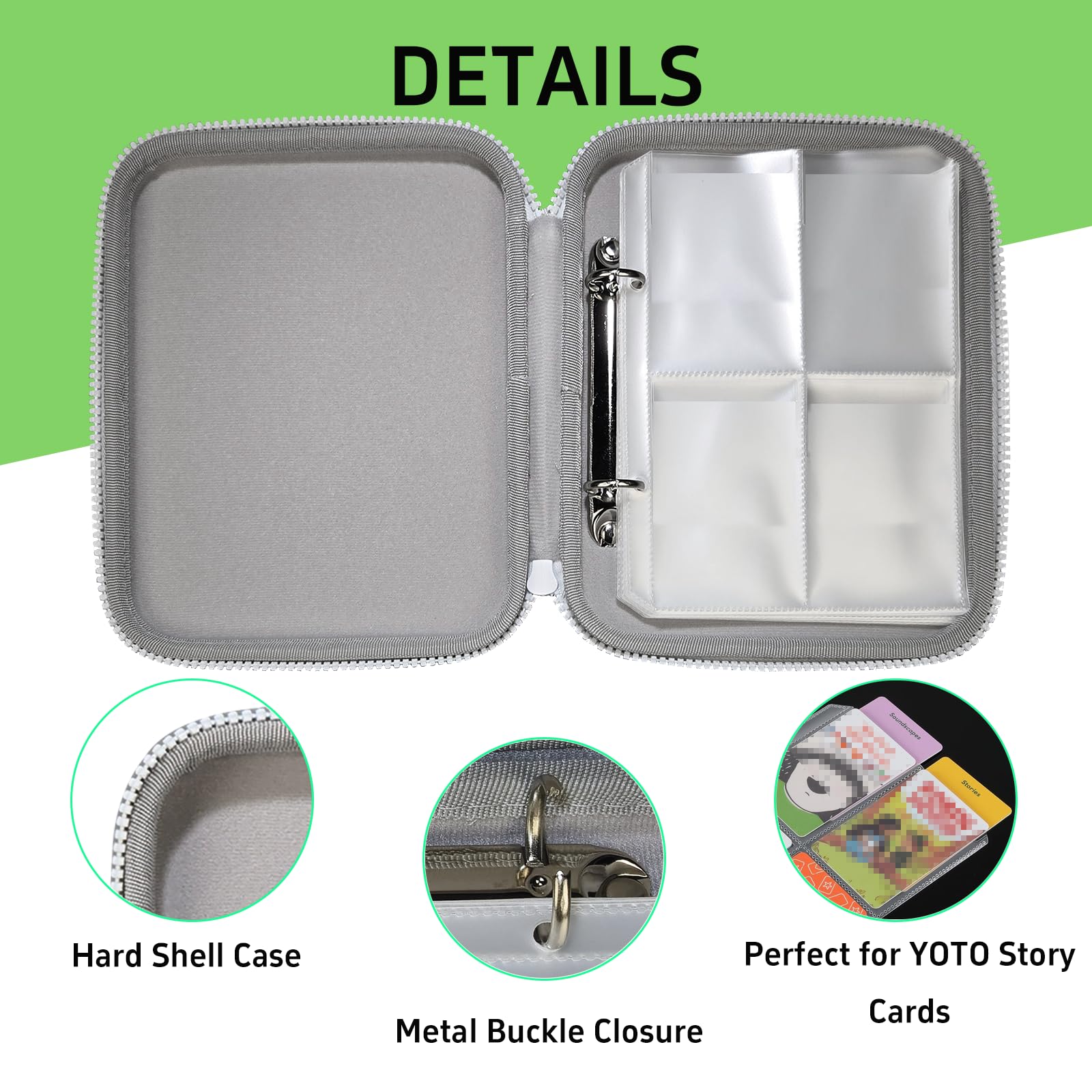 Sparkly Yoto Card Holder – 120-Pocket Portable Binder with Zipper and Carry Strap (Cyan)