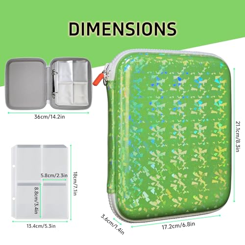 Sparkly Yoto Card Holder – 120-Pocket Portable Binder with Zipper and Carry Strap (Cyan)