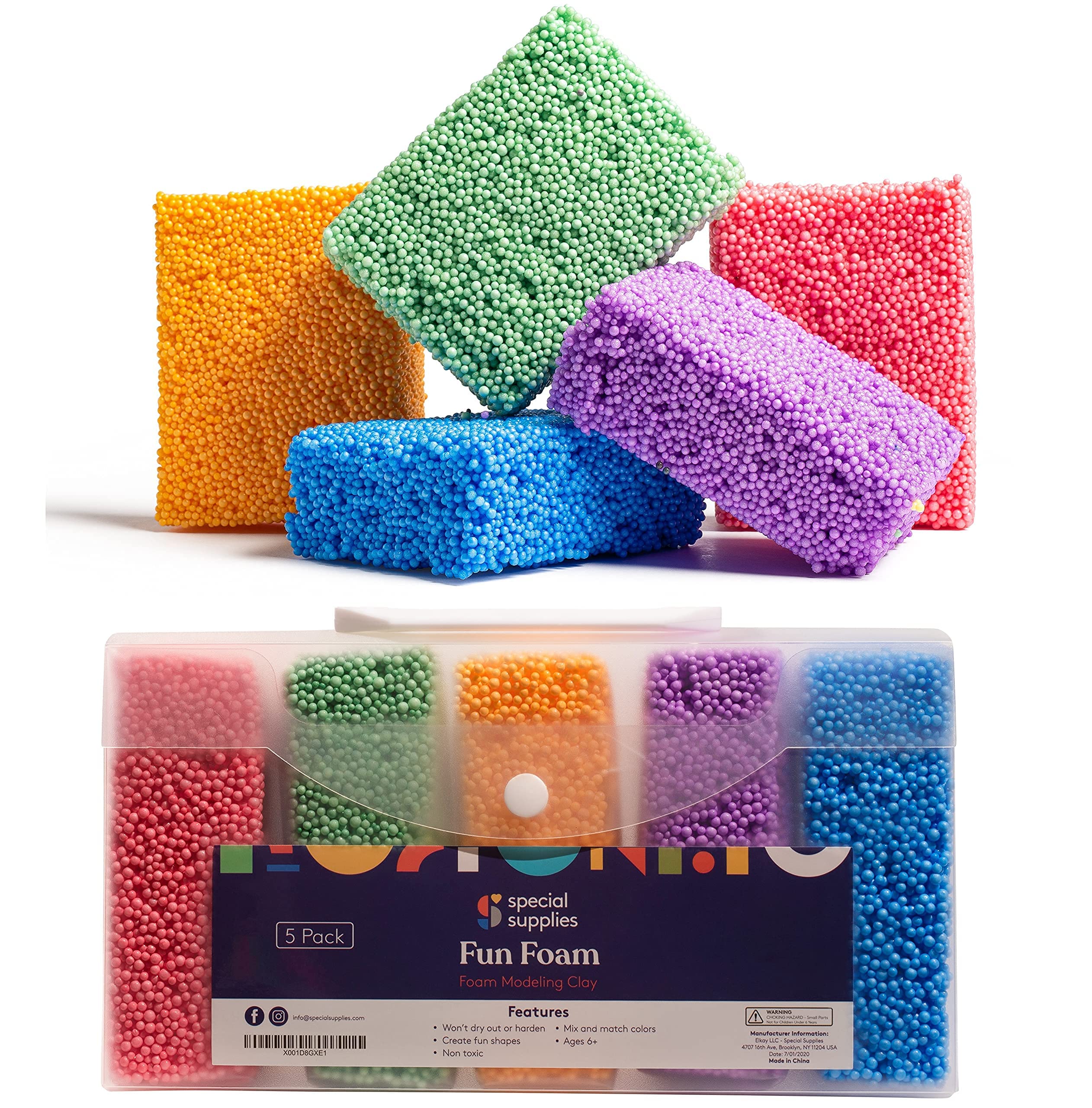 Special Supplies Fun Foam Modeling Beads Kit – 5-Pack of Non-Toxic Clay for Kids