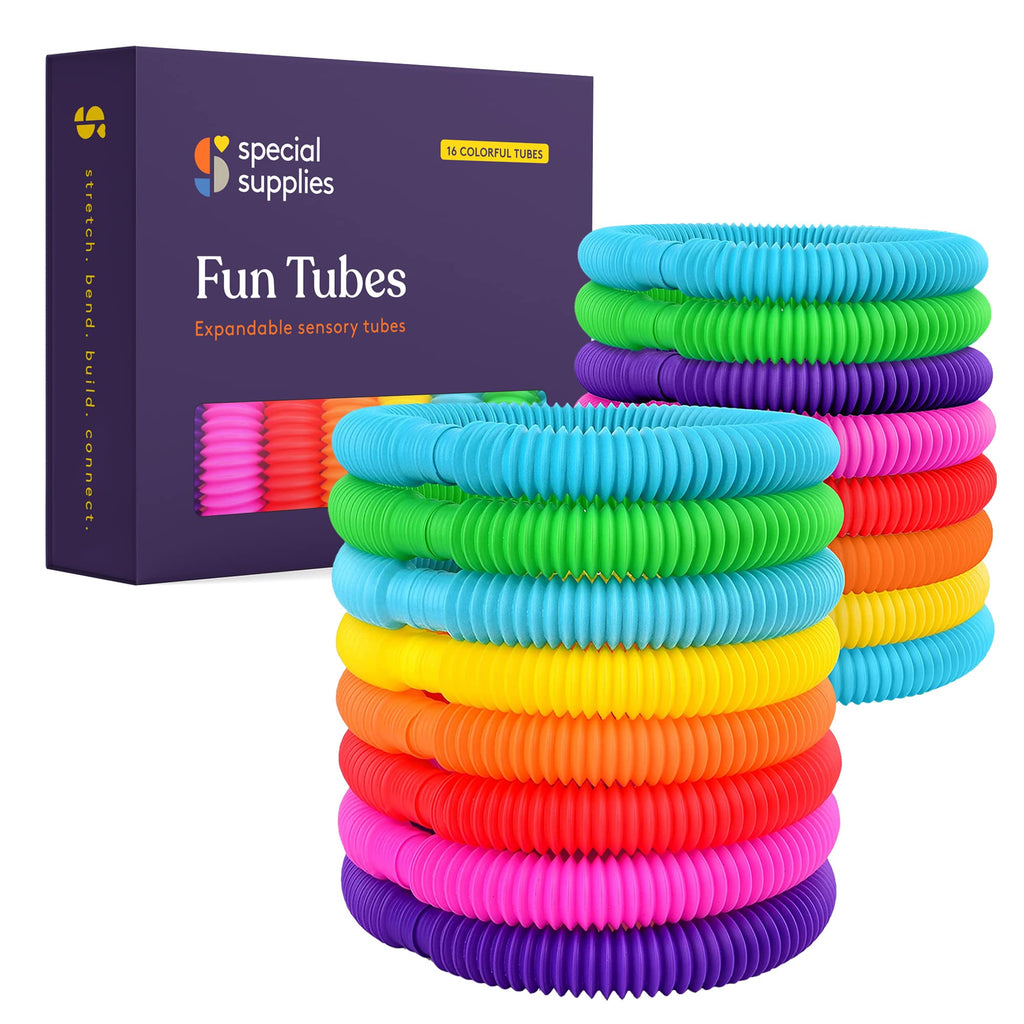 Special Supplies Pull and Stretch Tubes - 16 Pack of BPA-Free Sensory Toys for Kids