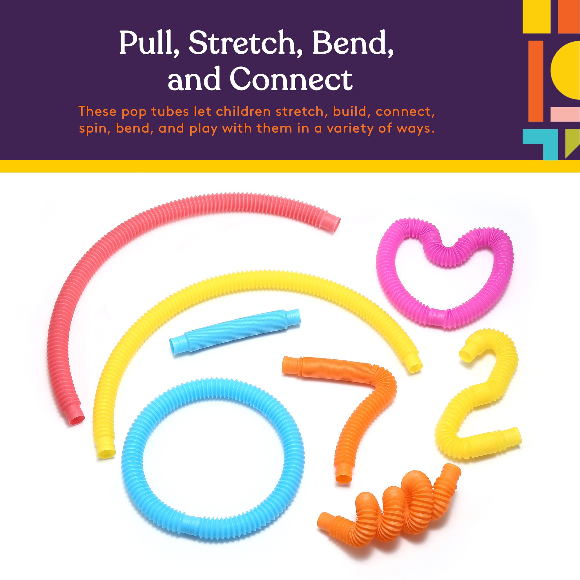 Special Supplies Pull and Stretch Tubes - 16 Pack of BPA-Free Sensory Toys for Kids