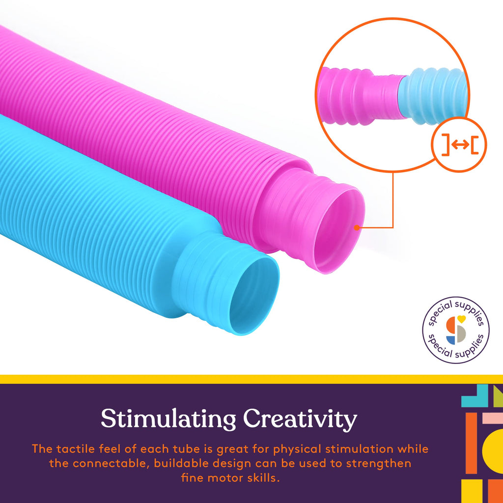 Special Supplies Pull and Stretch Tubes - 16 Pack of BPA-Free Sensory Toys for Kids