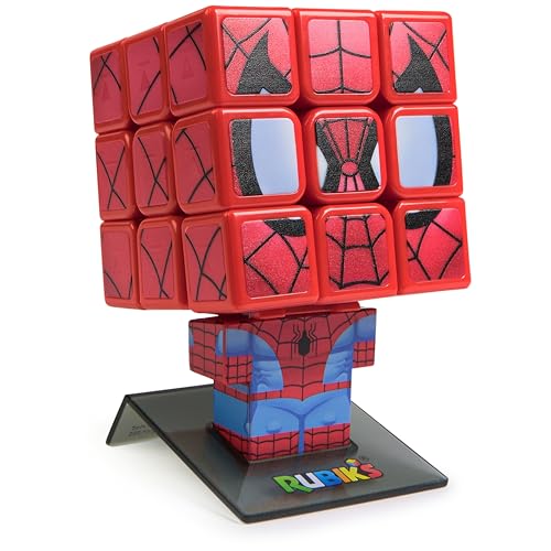 Spider-Man Cuber Rubik’s Cube – Marvel Collectible Puzzle with Display Stand, 3x3 Brain Teaser for Ages 8+