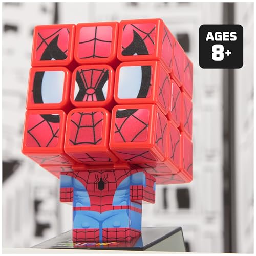 Spider-Man Cuber Rubik’s Cube – Marvel Collectible Puzzle with Display Stand, 3x3 Brain Teaser for Ages 8+
