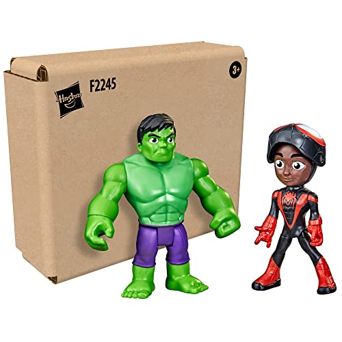 Spidey and His Amazing Friends Hero Reveal 2-Pack: Miles Morales Mask Flip & Hulk Action Figures