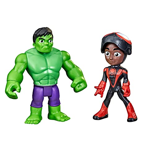 Spidey and His Amazing Friends Hero Reveal 2-Pack: Miles Morales Mask Flip & Hulk Action Figures
