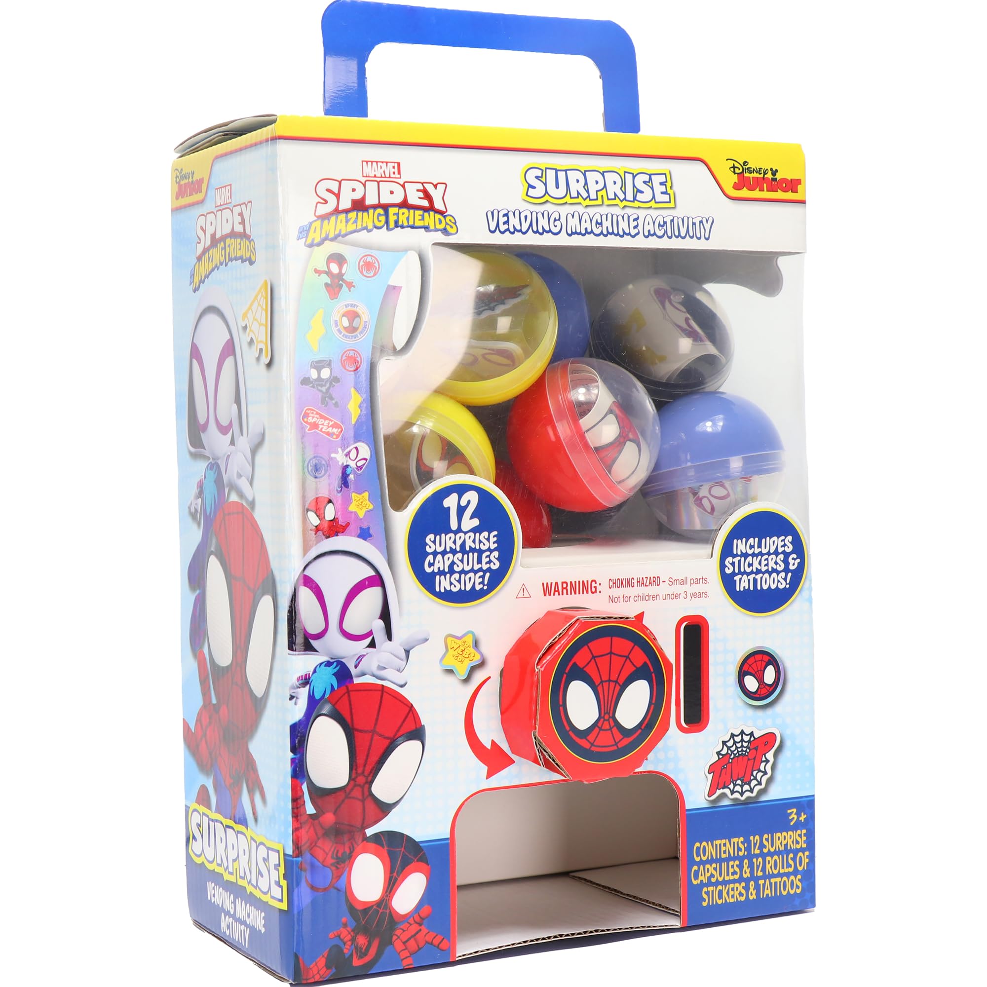 Spidey and His Amazing Friends Surprise Vending Machine – 25-Piece Pretend Play Toy with Stickers & Tattoos, Ages 3+
