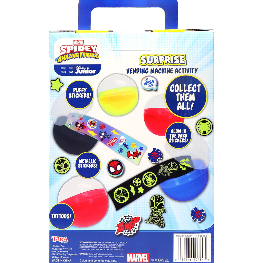 Spidey and His Amazing Friends Surprise Vending Machine – 25-Piece Pretend Play Toy with Stickers & Tattoos, Ages 3+