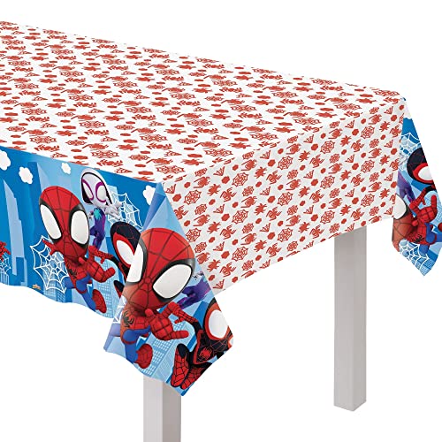 Spidey & Friends Plastic Party Table Cover 54" x 96" - Amscan Multicolor Rectangular Tablecloth