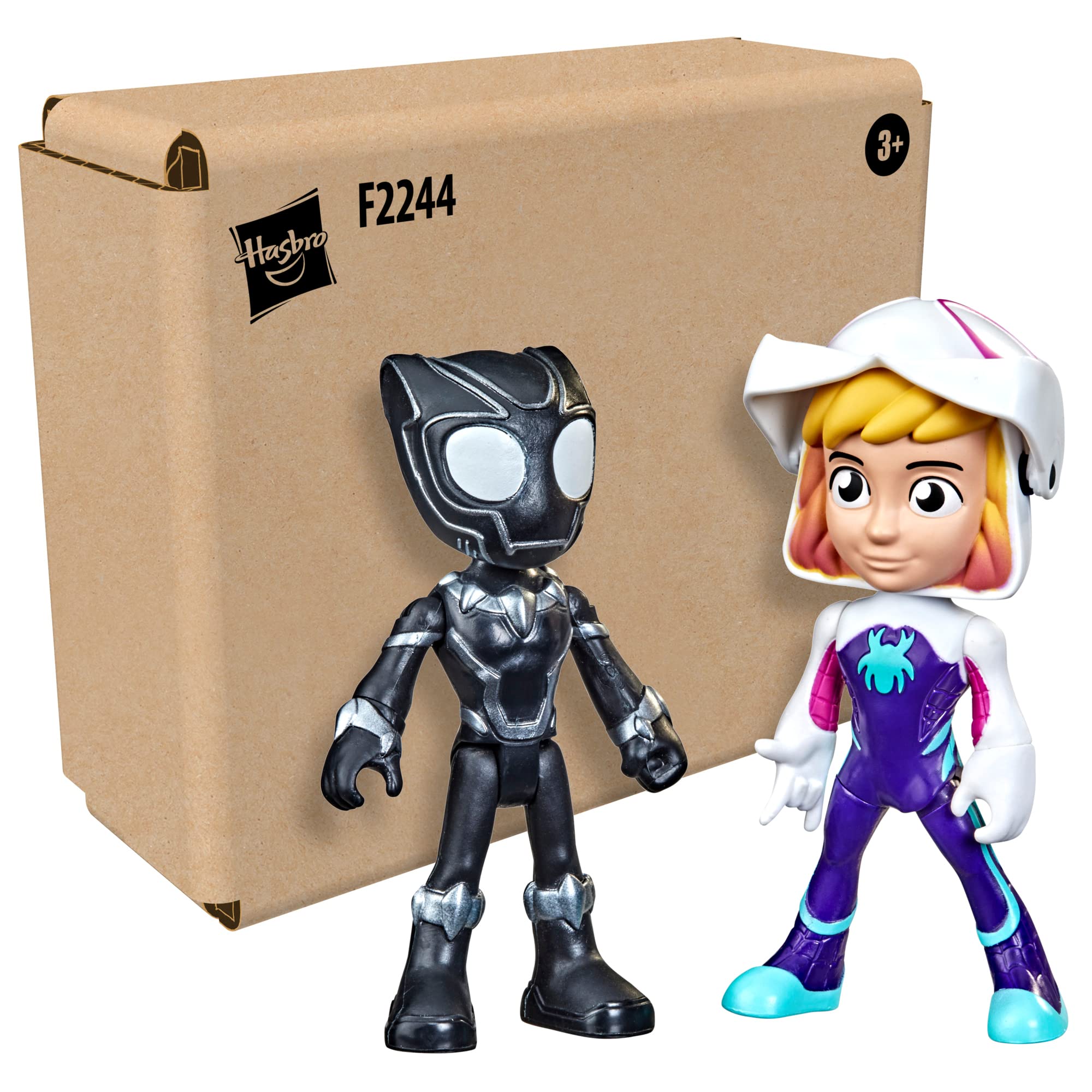 Spidey Hero Reveal 2-Pack: Ghost-Spider & Black Panther Action Figures with Mask-Flip Feature