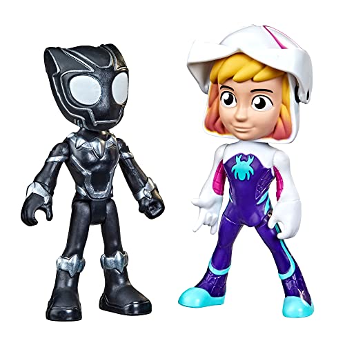 Spidey Hero Reveal 2-Pack: Ghost-Spider & Black Panther Action Figures with Mask-Flip Feature