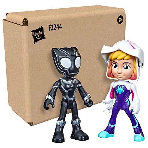 Spidey Hero Reveal 2-Pack: Ghost-Spider & Black Panther Action Figures with Mask-Flip Feature