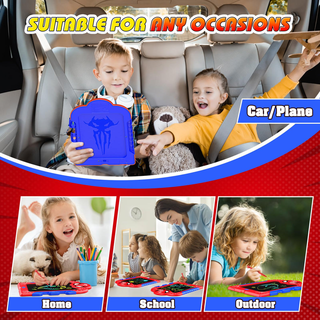 Spidolapse 8.5-Inch LCD Writing Tablet for Kids – Colorful Doodle Board with Erase Lock, Red
