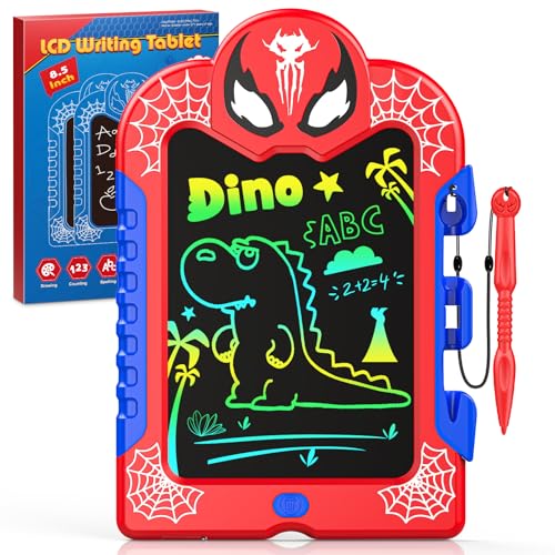 Spidolapse 8.5-Inch LCD Writing Tablet for Kids – Colorful Doodle Board with Erase Lock, Red