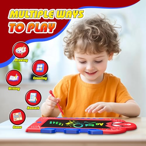 Spidolapse 8.5-Inch LCD Writing Tablet for Kids – Colorful Doodle Board with Erase Lock, Red