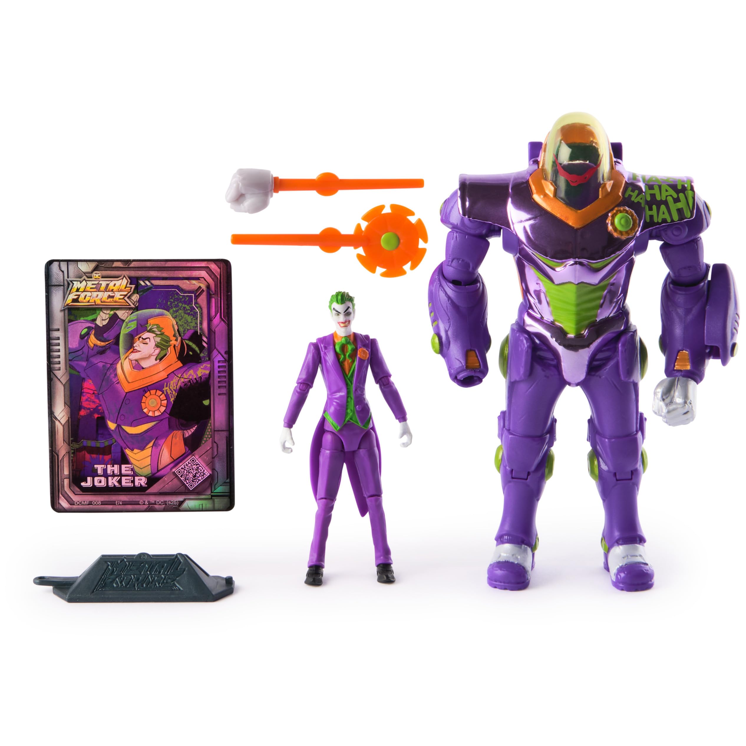 Spin Master DC Comics Metal Force Joker Action Figure – 6-Inch Armor with 4-Inch Mini Figure, Blaster, and Collectible Card