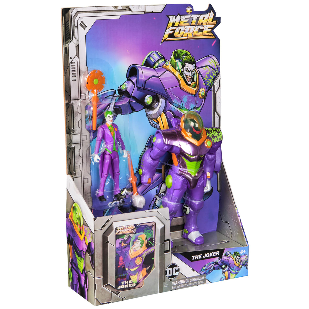 Spin Master DC Comics Metal Force Joker Action Figure – 6-Inch Armor with 4-Inch Mini Figure, Blaster, and Collectible Card