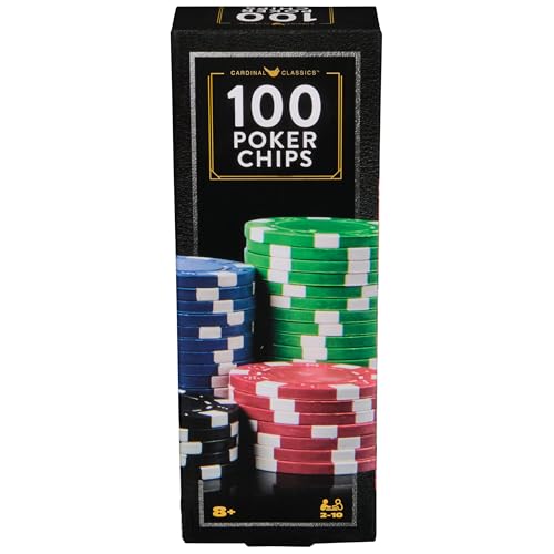 Spin Master Games 100-Piece Poker Chip Set with Storage Tray – for Family Game Night, Beginners & Experts