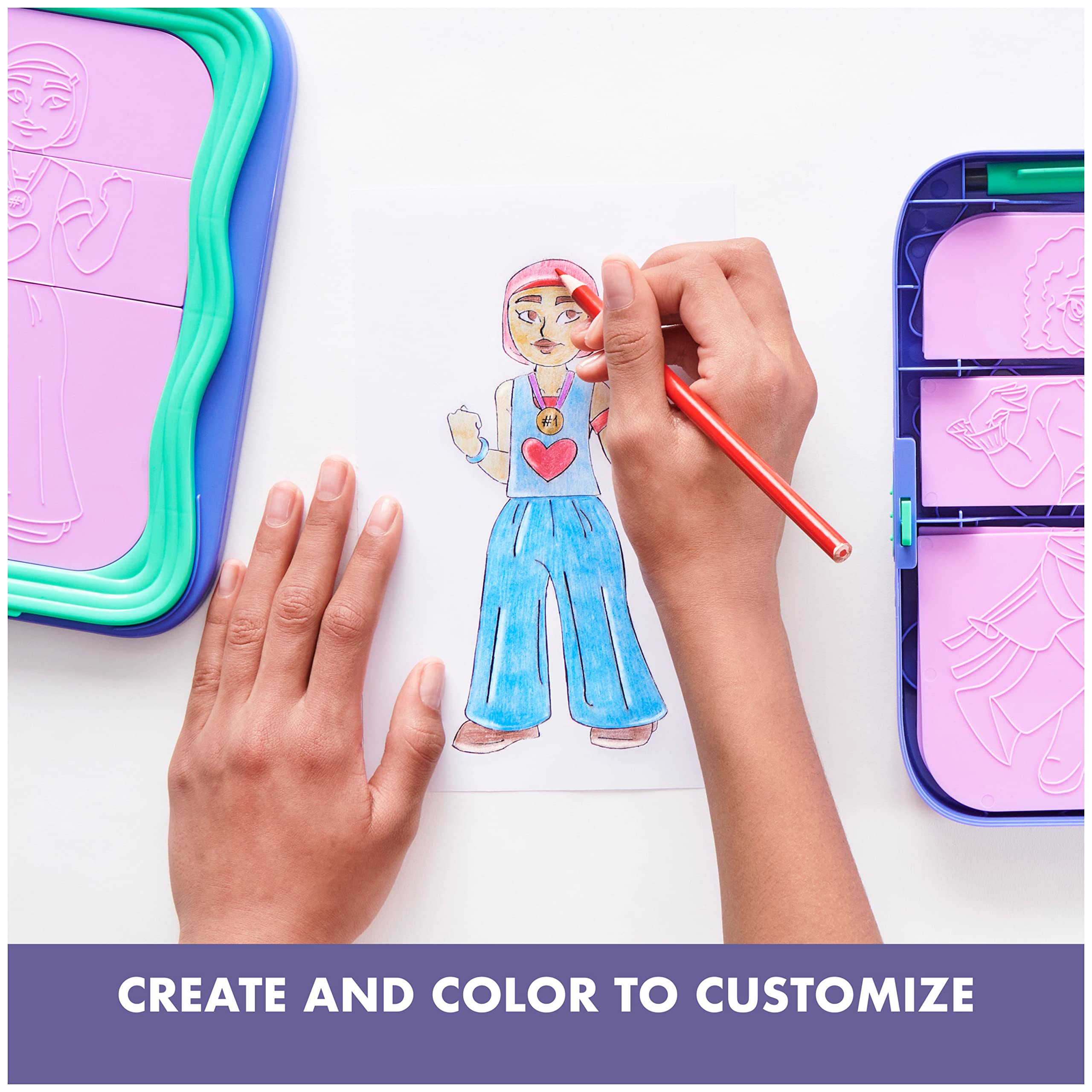 Spin Master Truly You! Character Creator Drawing Kit – Mix & Match Diverse Outfit Plates, 11 Colored Pencils, Tracing Craft for Kids Ages 8+