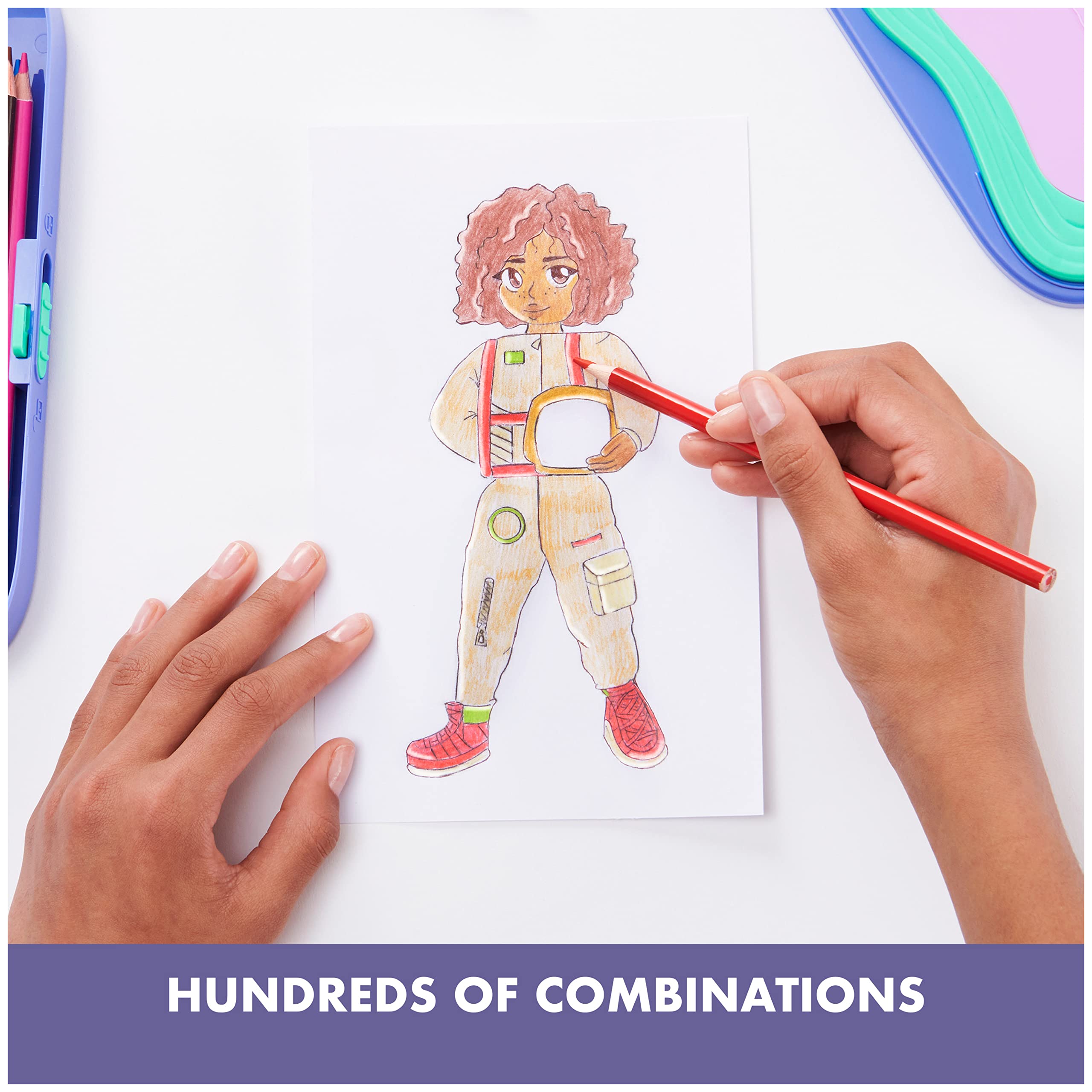 Spin Master Truly You! Character Creator Drawing Kit – Mix & Match Diverse Outfit Plates, 11 Colored Pencils, Tracing Craft for Kids Ages 8+