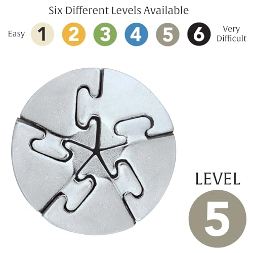 Spiral Hanayama Metal Brainteaser Puzzle – Mensa-Rated Level 5, 5-Piece Cast Metal Disentanglement Puzzle for Ages 12+