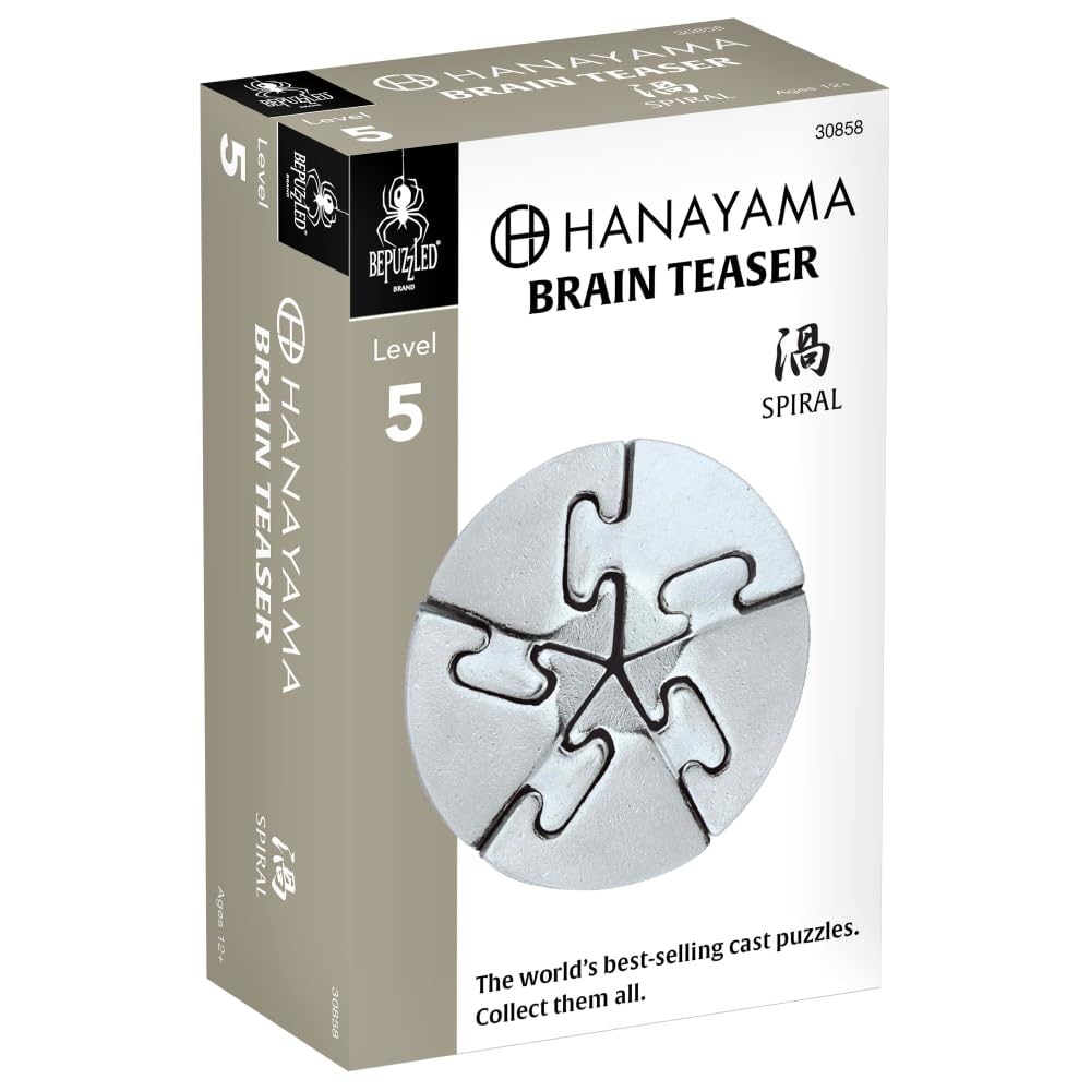Spiral Hanayama Metal Brainteaser Puzzle – Mensa-Rated Level 5, 5-Piece Cast Metal Disentanglement Puzzle for Ages 12+