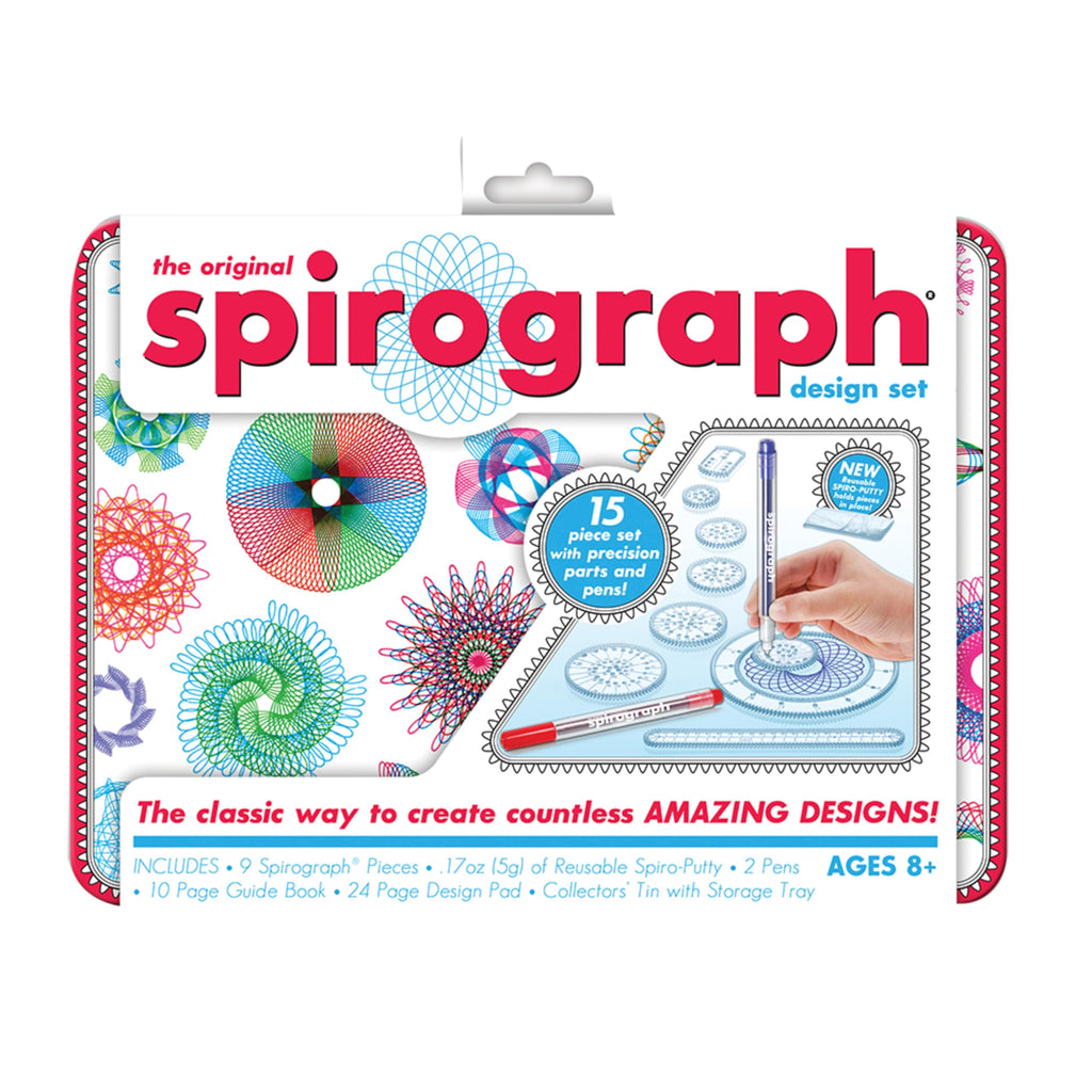 Spirograph Design Set Collector's Tin – Classic Gear Drawing Kit with 9 Pieces, Pens, Putty & Pad, Ages 8+