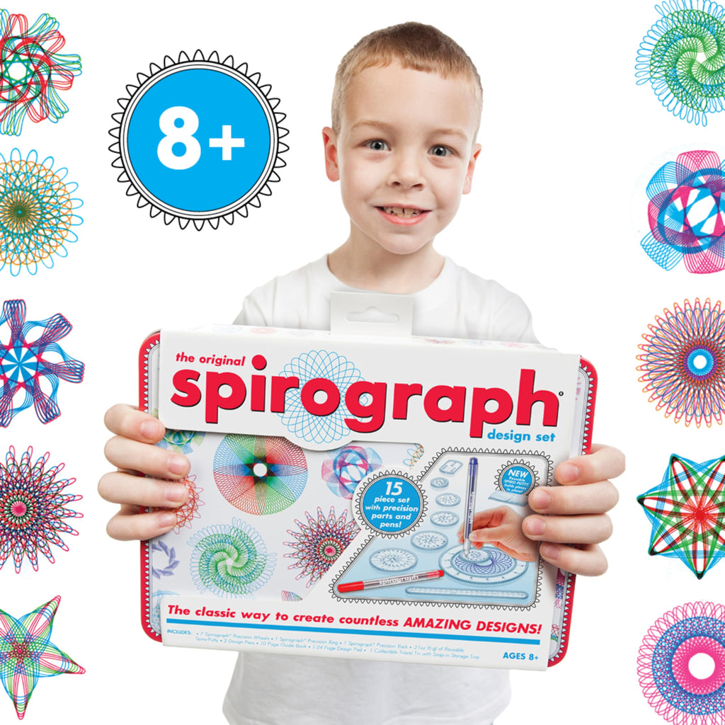 Spirograph Design Set Collector's Tin – Classic Gear Drawing Kit with 9 Pieces, Pens, Putty & Pad, Ages 8+