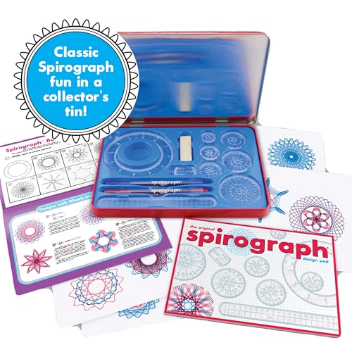 Spirograph Design Set Collector's Tin – Classic Gear Drawing Kit with 9 Pieces, Pens, Putty & Pad, Ages 8+
