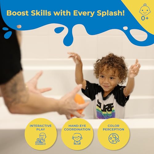 SplashEZ Baby Sports Bath Toys – 4 Mold-Free Sport Balls for Toddlers (Ages 0-18 Months)