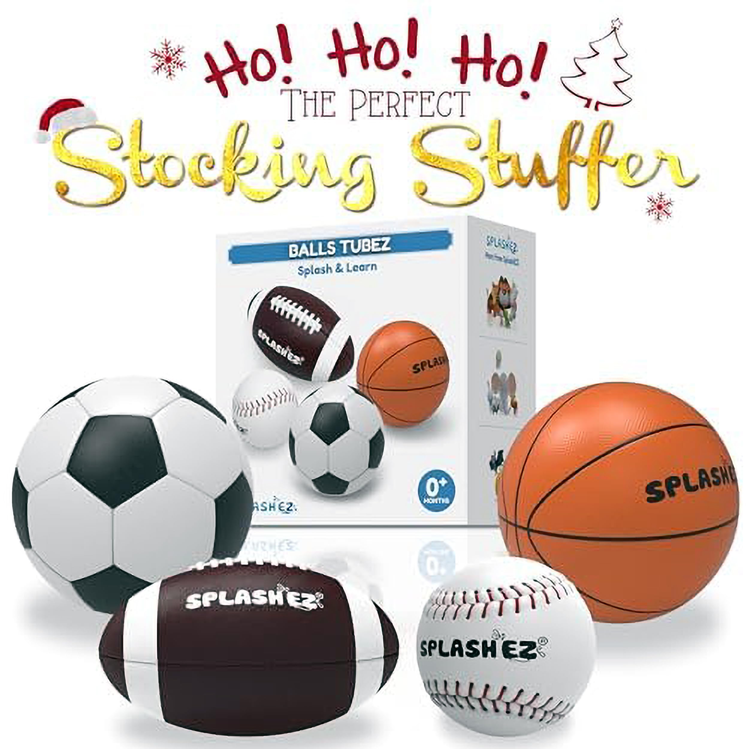 SplashEZ Baby Sports Bath Toys – 4 Mold-Free Sport Balls for Toddlers (Ages 0-18 Months)