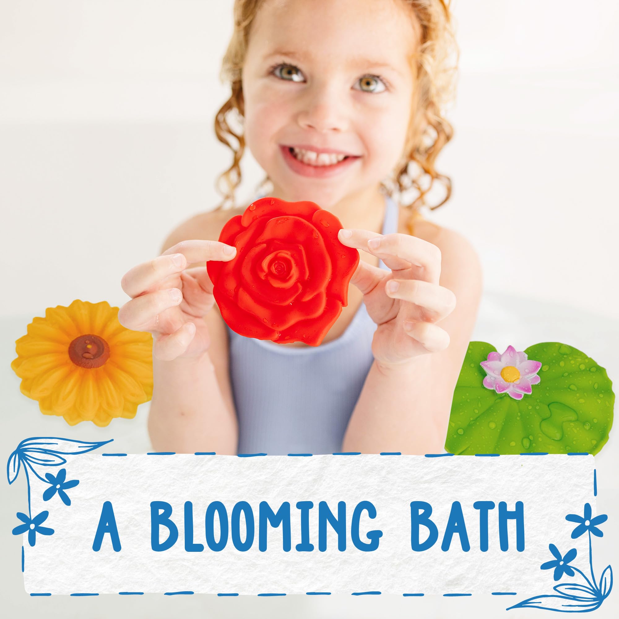 SplashEZ Mold Free Baby Bath Toys - 3 Flower Floating Toys, BPA-Free Silicone, Ages 0-18 Months
