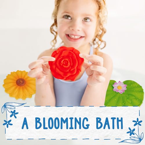 SplashEZ Mold Free Baby Bath Toys - 3 Flower Floating Toys, BPA-Free Silicone, Ages 0-18 Months