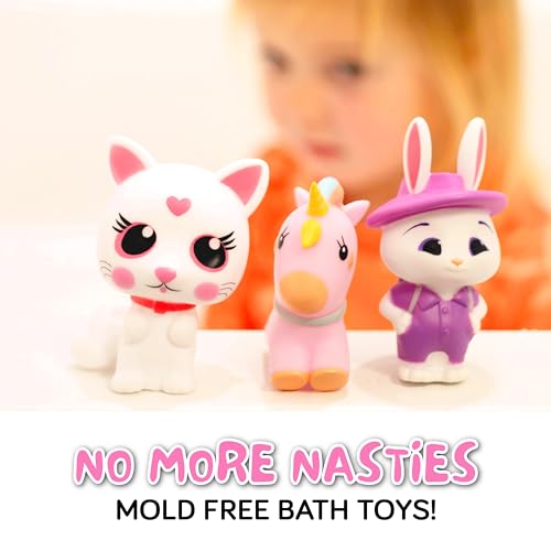 SplashEZ No-Mold Bath Toy Set | Unicorn, Rabbit, Cat | Safe for Ages 0+