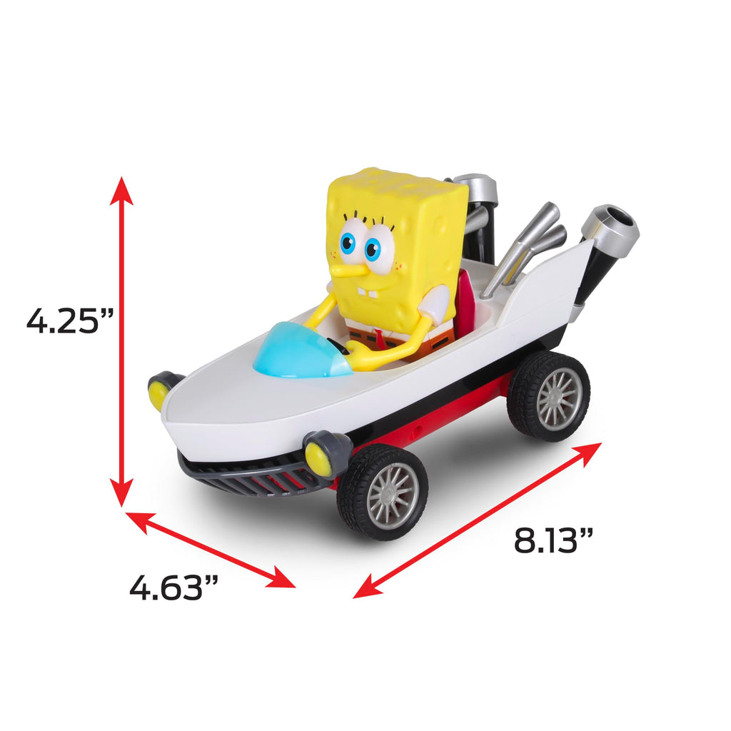 SpongeBob Boatmobile Pull-Back Car from Nickelodeon Kart Racers 3: Slime Speedway – No Batteries Needed, Grippy Tires