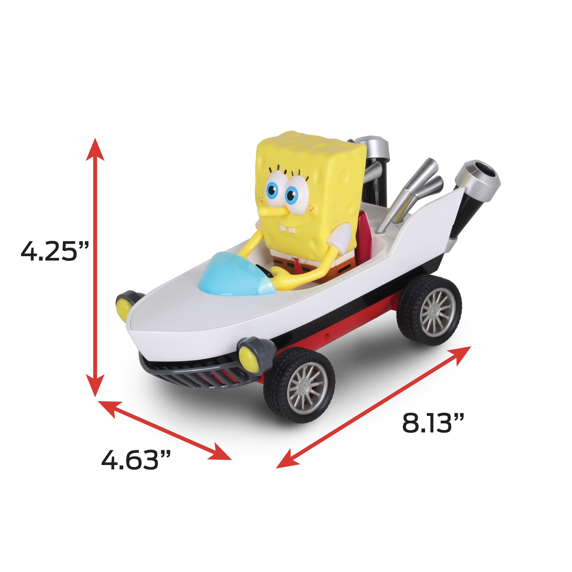 SpongeBob Boatmobile Pull-Back Car from Nickelodeon Kart Racers 3: Slime Speedway – No Batteries Needed, Grippy Tires
