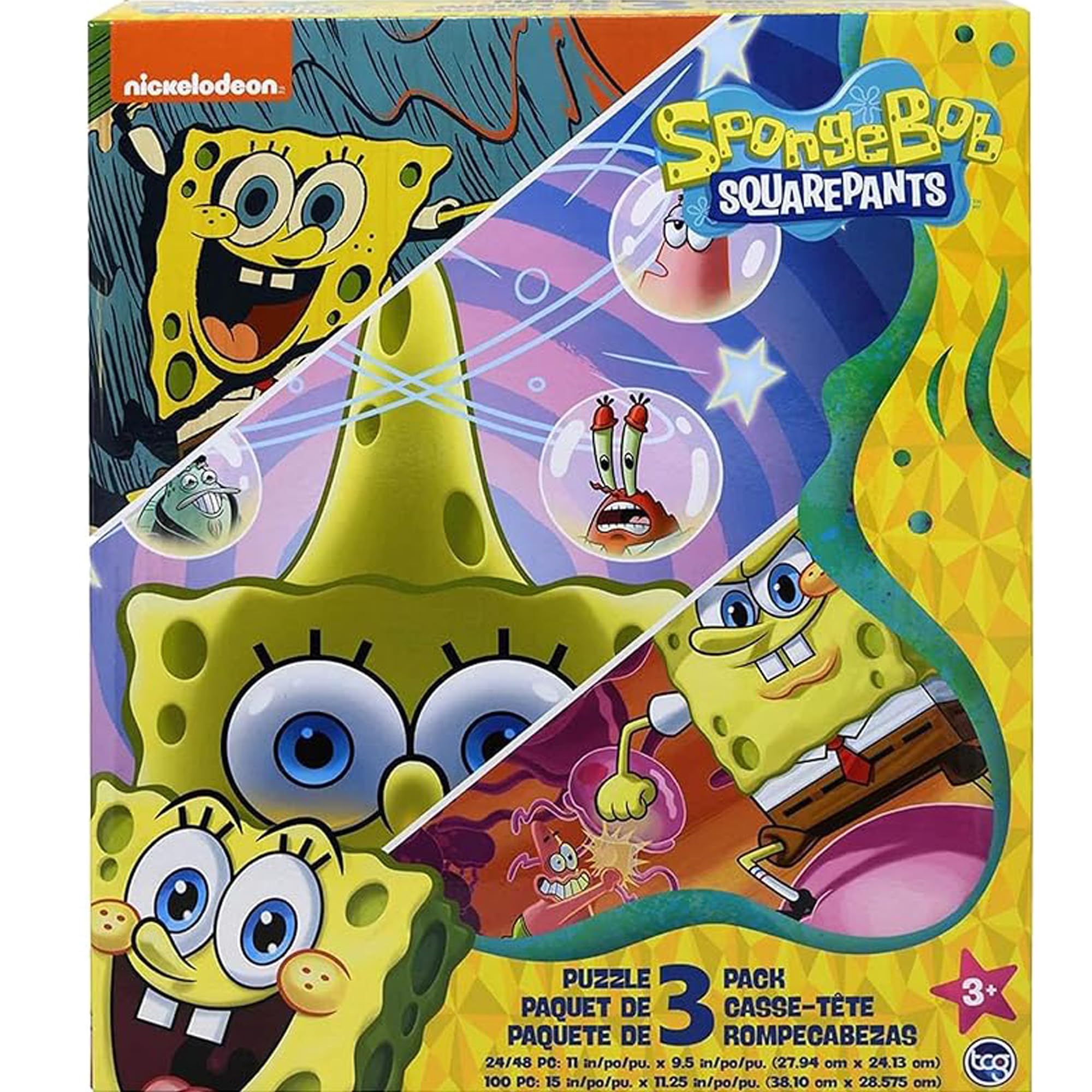 SpongeBob SquarePants 3-in-1 Jigsaw Puzzle Set – 24, 48 & 100 Pieces for Kids