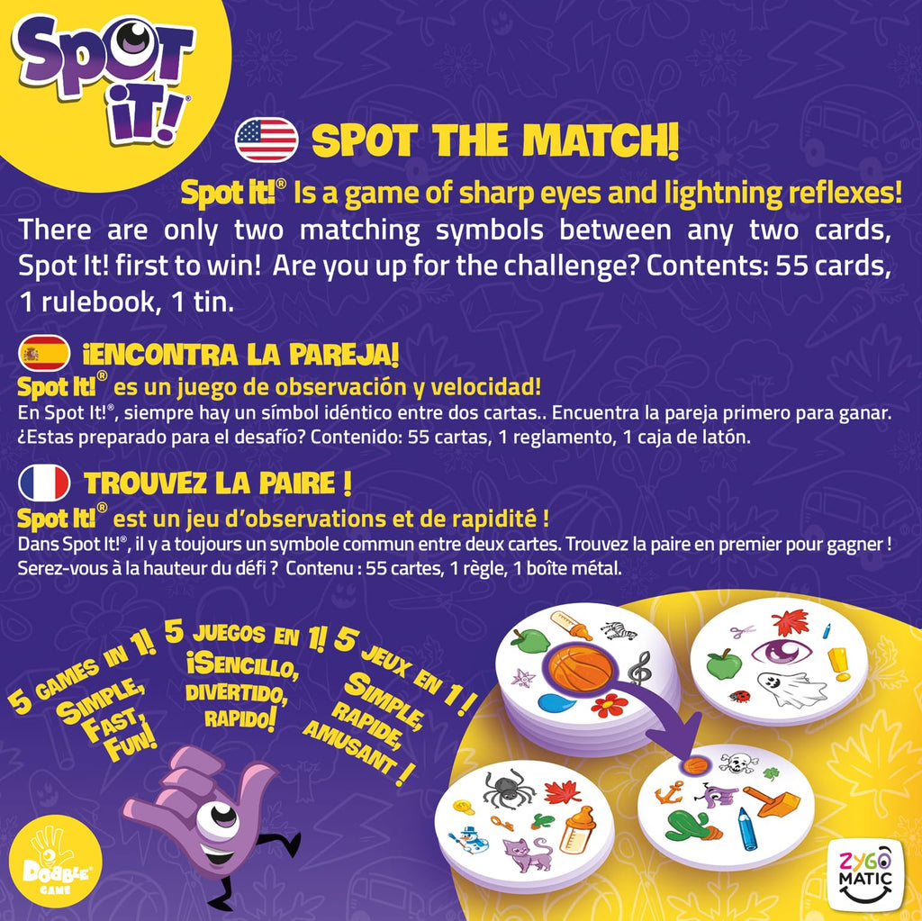 Spot It! Classic (2024 Refresh Eco-Sleeve) – Quick Reflexes Matching Game, Ages 6+