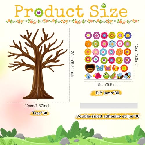 Spring Craft Kit for Kids – 30 Sets of Tree, Flower, Bird & Butterfly DIY Ornaments for Classroom Parties