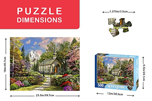 Springbok 500 Piece Jigsaw Puzzle - Mountain View Chapel, Made in USA, 23.5x18 In