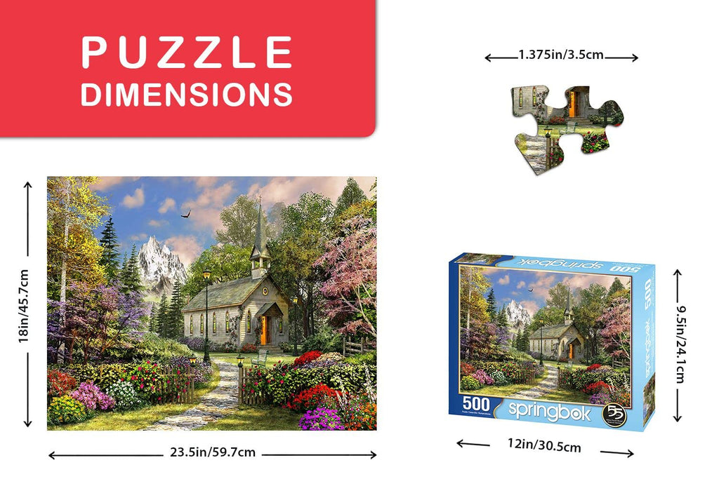 Springbok 500 Piece Jigsaw Puzzle - Mountain View Chapel, Made in USA, 23.5x18 In